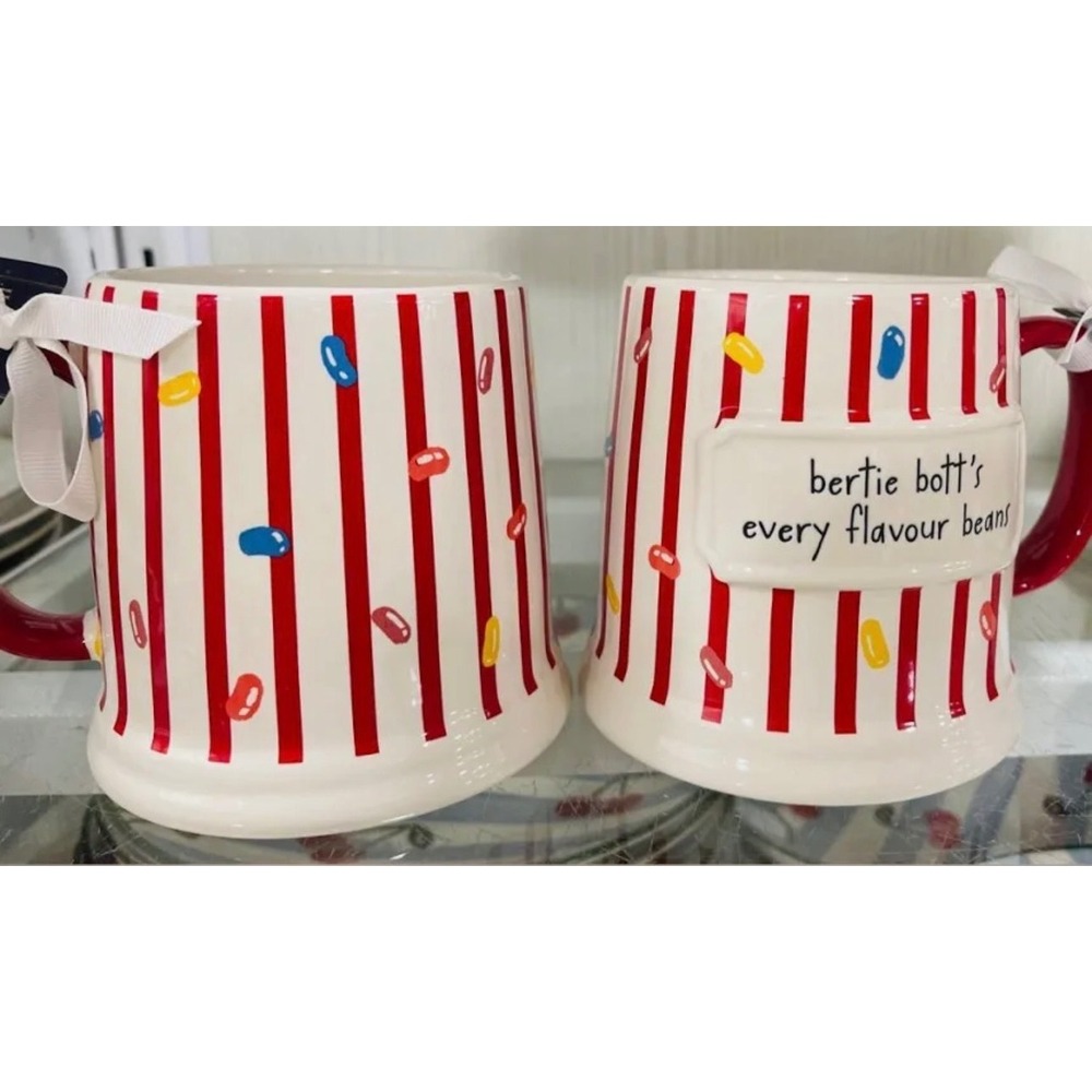 Bertie Bott's Every Flavor Beans Mug‎ Red Stripe Jelly Bean Ceramic